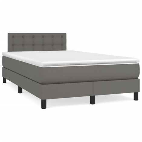 vidaXL Giroletto a Molle con Materasso Grigio 120x190 cm in Similpelle