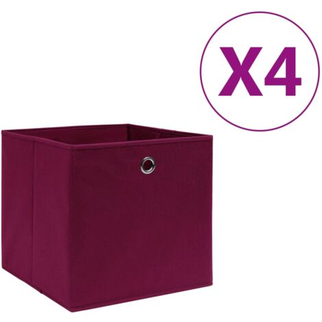 vidaXL Contenitori 4 pz in Tessuto non Tessuto 28x28x28 cm Rosso Scuro
