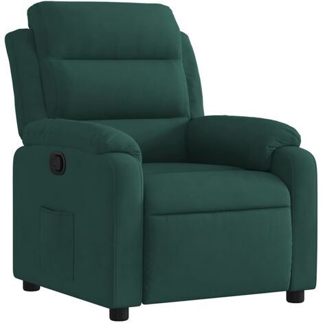 vidaXL Poltrona Reclinabile Verde Scuro in Velluto