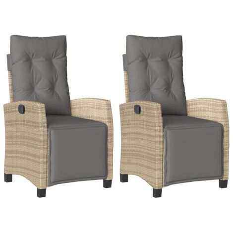 vidaXL Sedie da Giardino Reclinabili 2 pz con Poggiapiedi Polyrattan