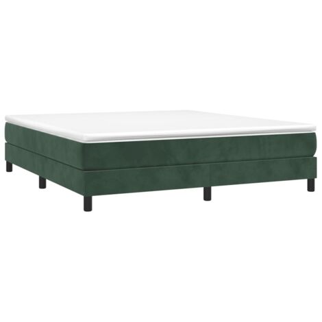 vidaXL Giroletto a Molle con Materasso Verde Scuro 160x200 cm Velluto