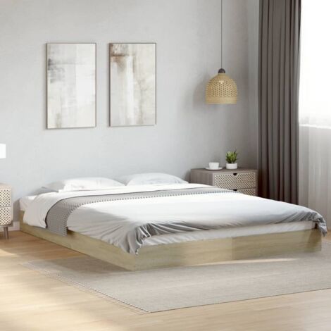 vidaXL Giroletto senza Materasso Rovere Sonoma 160x200cm in Truciolato (1/5)
