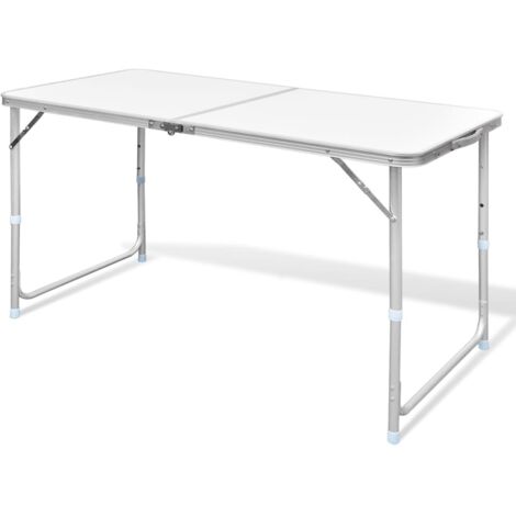 vidaXL Tavolo da Campeggio Pieghevole Alluminio Regolabile 120x60 cm