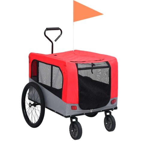 vidaXL Rimorchio Bici Animali e Carrello Jogging 2 in 1 Rosso e Grigio