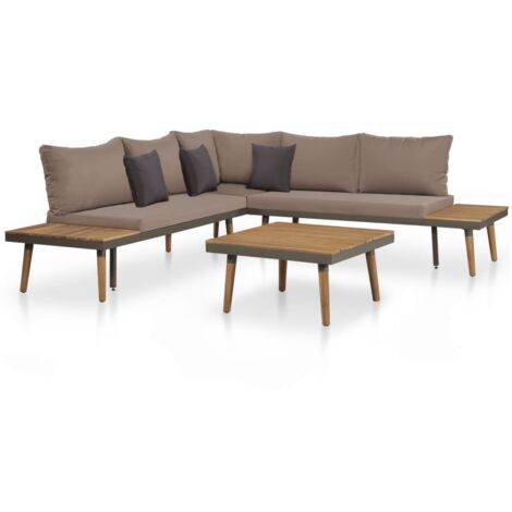 vidaXL Set Divani da Giardino 4 pz con Cuscini Legno di Acacia Marrone