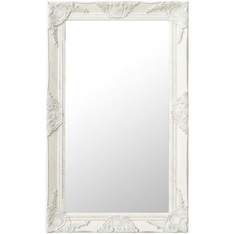 vidaXL Specchio da Parete Stile Barocco 50x80 cm Bianco