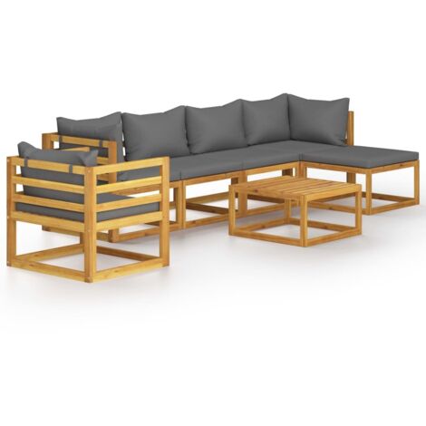 vidaXL Set Divani da Giardino 7 pz con Cuscini in Massello di Acacia