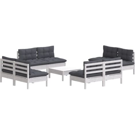 vidaXL Set Divani da Giardino 9 pz e Cuscini Antracite Legno di Pino (1/5)