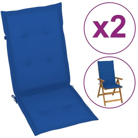 vidaXL Cuscini per Sedie 2 pz Blu Reale 120x50x3 cm in Tessuto