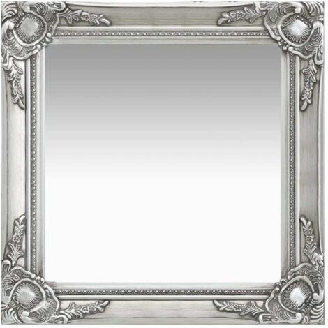 vidaXL Specchio da Parete Stile Barocco 50x50 cm Argento