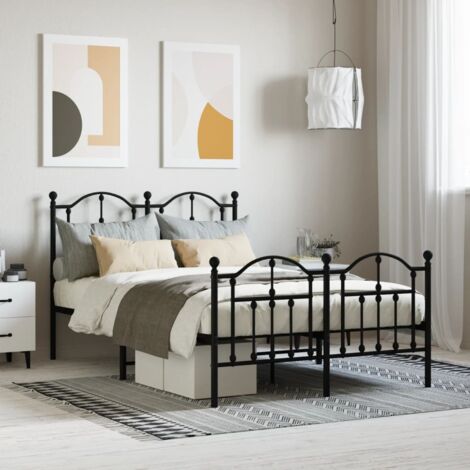 vidaXL Giroletto con Testiera e Pediera Metallo Nero 120x200 cm (1/5)