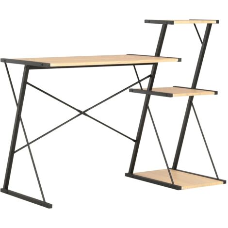 vidaXL Scrivania con Ripiano Nera e Rovere 116x50x93 cm