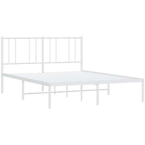 vidaXL Giroletto con Testiera Metallo Bianco 150x200 cm (1/5)
