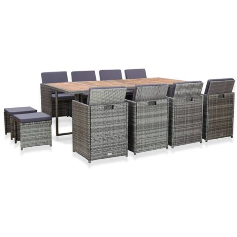 vidaXL Set da Pranzo da Giardino 13 pz Polyrattan e Acacia Antracite