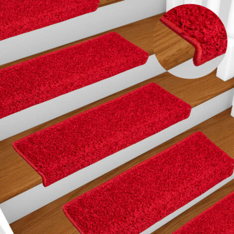 vidaXL Tappetini per scale 10 pz 65x21x4 cm Rosso Bordo rettangolare