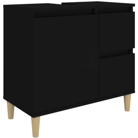 vidaXL Armadietto da Bagno Nero 65x33x60 cm in Legno Multistrato