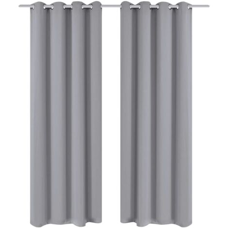 vidaXL 2 Pz Tende Oscuranti con Occhielli in Metallo 135x175 cm Grigie