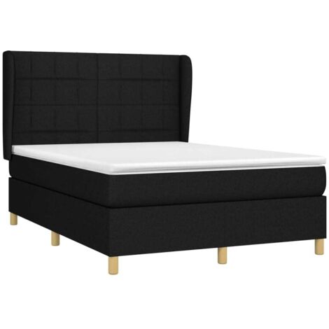 vidaXL Giroletto a Molle con Materasso Nero 140x190 cm in Tessuto (1/5)