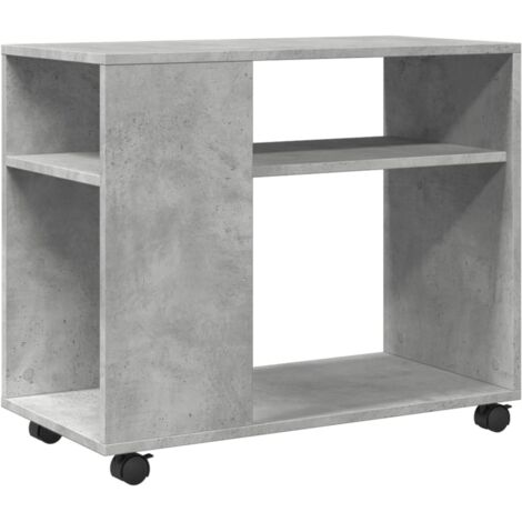 vidaXL Tavolino con Ruote Grigio Cemento 70x35x60 cm in Truciolato