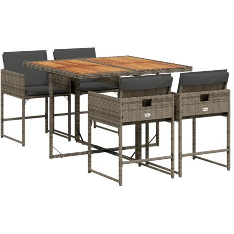 vidaXL Set da Pranzo da Giardino 5 pz con Cuscini in Polyrattan Grigio