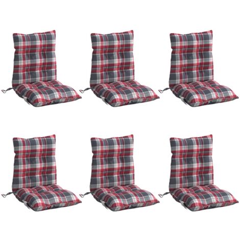 vidaXL Cuscini Sedia Schienale Basso 6 pz Quadri Rosso Tessuto Oxford