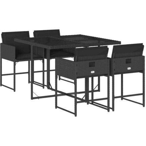 vidaXL Set da Pranzo da Giardino 5 pz Nero con Cuscini in Polyrattan (1/5)