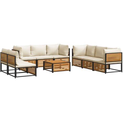 vidaXL Set Divano Giardino 9 pz con Cuscini Legno Massello di Acacia (1/5)
