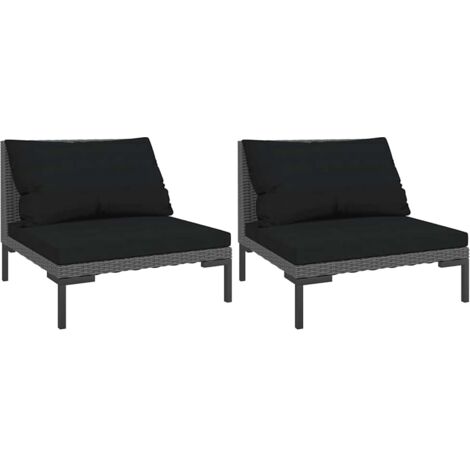 Divani da Giardino 2pz con Cuscini in Polyrattan Mezzo Tondo vidaXL