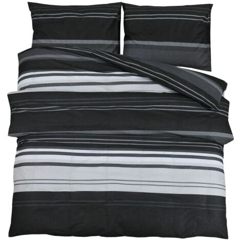 vidaXL Set Copripiumino Nero e Bianco 140x200 cm in Cotone
