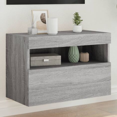 vidaXL Mobile TV a Parete con Luci LED Grigio Sonoma 60x30x40 cm (1/5)