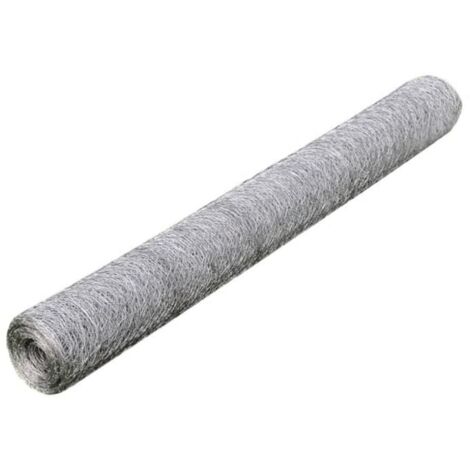 vidaXL Recinzione in Rete in Acciaio Zincato Esagonale 1x25 m Argento