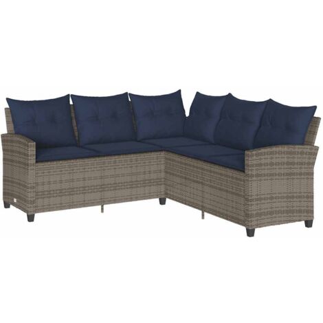 vidaXL Divano a Forma di L con Cuscini in Polyrattan Grigio