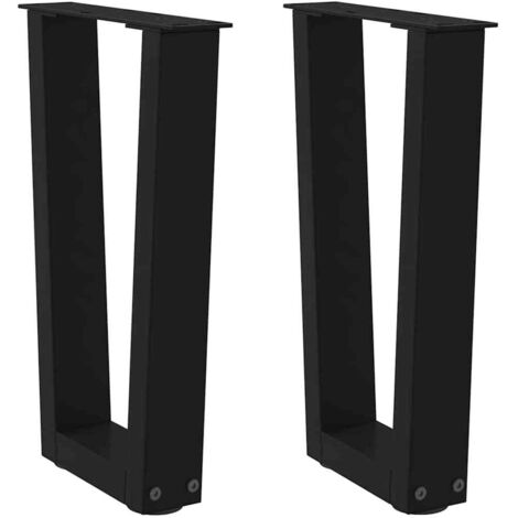 vidaXL Gambe per Tavolino da Caffè a Forma di V 2 pz Nere 28x(42-43,3) cm Acciaio