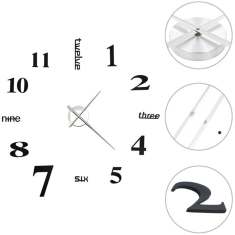 vidaXL Orologio da Parete 3D in Stile Moderno 100cm XXL Nero