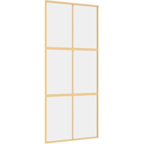 vidaXL Porta Scorrevole Dorata 90x205 Vetro Trasparente ESG Alluminio