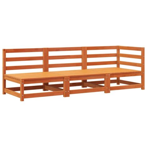 vidaXL Divano da Giardino a 3 Posti Marrone Cera Legno Massello Pino