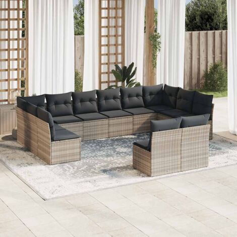 vidaXL Set Divano Giardino 12 pz con Cuscini Grigio Chiaro Polyrattan (1/3)