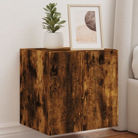vidaXL Mobile TV a Parete con Luci LED Rovere Fumo 40,5x35x40 cm
