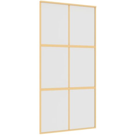 vidaXL Porta Scorrevole Oro 102,5x205 Vetro Smerigliato ESG Alluminio