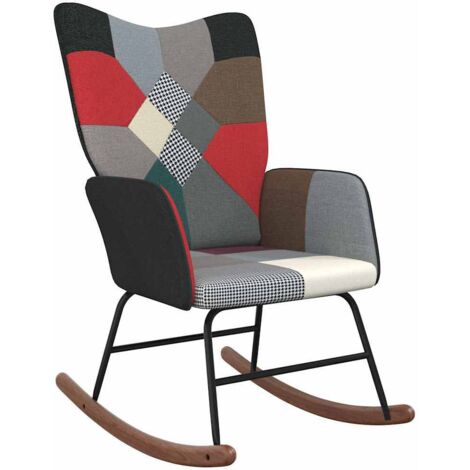 vidaXL Sedia a Dondolo in Tessuto Patchwork