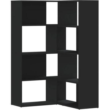 vidaXL Libreria Angolare 4Ripiani Nera 85x85x140 cm Legno Multistrato