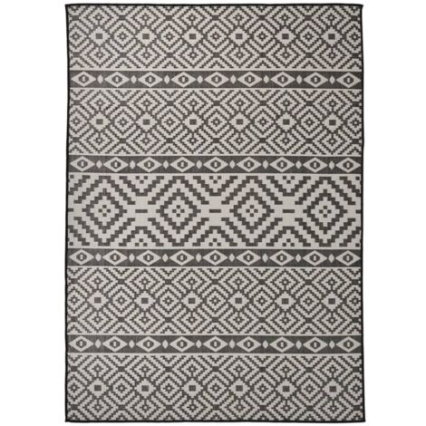 vidaXL Tappeto da Esterni a Tessitura Piatta 120x170 cm Strisce Nere