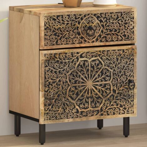 vidaXL Comodino 50x33x60 cm in Legno Massello di Mango