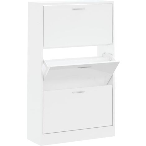 vidaXL Scarpiera Bianco Lucido 63x24x103 cm in Legno Multistrato