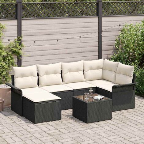 vidaXL Set Divano da Giardino con archiviazione 7 pcs Nero polyrattan (1/5)