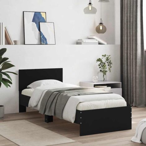 vidaXL Giroletto con Testiera Nero 75x190 cm in Legno Multistrato