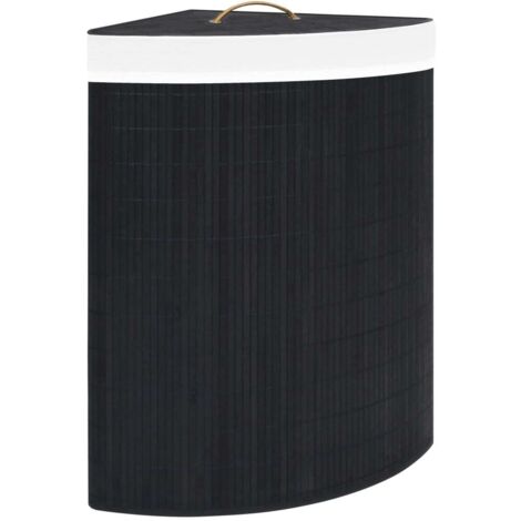 vidaXL Cesto Portabiancheria Angolare in Bambù Nero 60 L