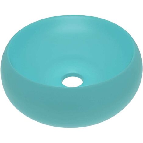 vidaXL Lavandino Lusso Rotondo Verde Chiaro Opaco 40x15 cm in Ceramica