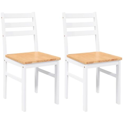 vidaXL Sedie da Pranzo 2 pz Bianche in Legno Massello di Hevea