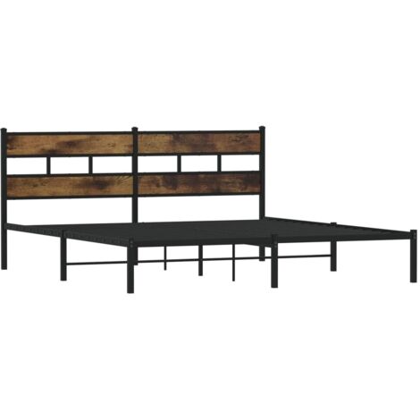 vidaXL Giroletto senza Materaso in Metallo Rovere Fumo 183x213 cm (1/5)